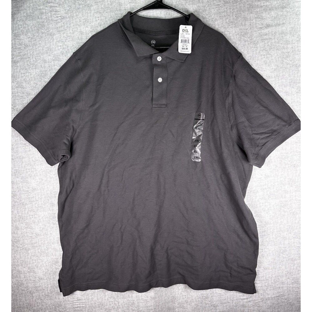 NWT HARBOR BAY HB Short Sleeve Solid Gray Polo Shirt Mens Size 2XL Cotton